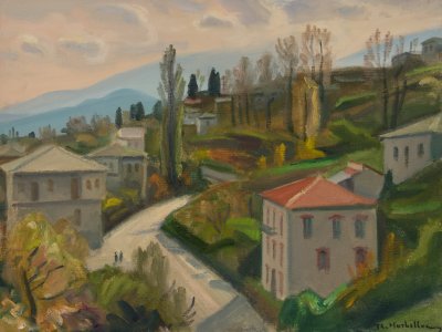 Zagora Evening Road — Oil painting, Canvas, 46.00×61.00cm — Theodoros Markellos